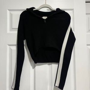 PacSun (John Galt) Cropped Quarter-Zip b&w Sweater